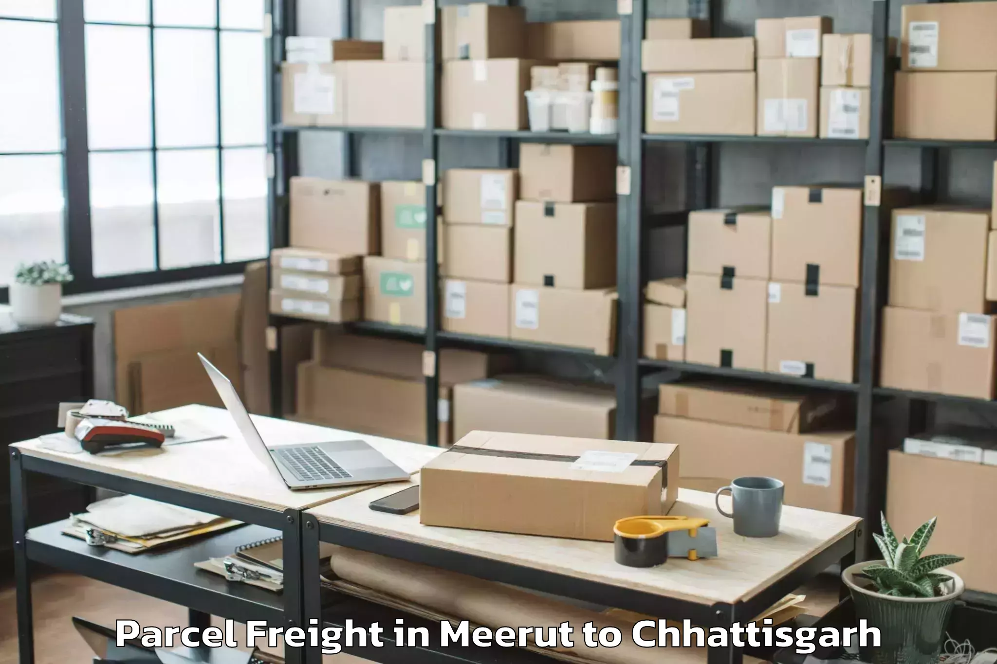 Book Your Meerut to Isbm University Gariyaband Parcel Freight Today